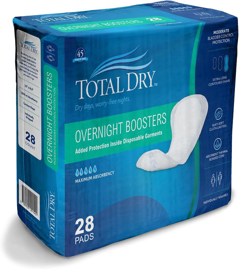 TotalDry Ultimate Overnight Boosters Incontinence Pads for Women & Men – FSA HSA Approved Adult Incontinence Pads for Disposable Garments Incontinence Pads, Bladder Control, Package Design, Health Tips, Packaging Design, Make It Simple, Ups, Women Men, Packaging