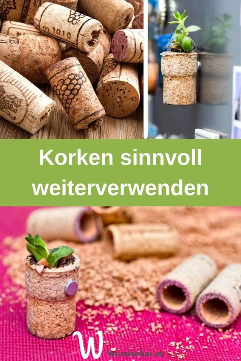 Korken haben viele einzigartige Eigenschaften und sind das ideale Material für Upcycling Ideen, DIY Projekte oder zum Basteln mit Kindern. #korken #kork #basteln #diy #ideen Night Art, Alfredo, Bottle Cap, Diy And Crafts, Cork, Crafts For Kids, Projects To Try, Recycling, Place Card Holders