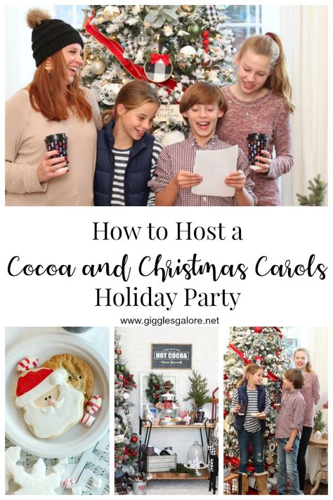 Christmas Carol Food Ideas, Christmas Karaoke Party, Christmas Carol Party, Christmas Carol Pictionary, Christmas Caroling Party, Caroling Party, Hot Cocoa Party, Christmas Caroling, Cocoa Party