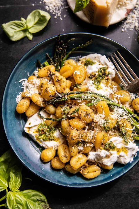 Lemon Pesto Burrata and Brown Butter Gnocchi | halfbakedharvest.com Burrata And Gnocchi, Gnocchi And Burrata, Gnocchi Half Baked Harvest, Gnocchi Pesto Burrata, Spring Gnocchi Recipes, Lemon Gnocchi Recipes, Pesto Burrata Pasta, Half Baked Harvest Dinner, Half Baked Harvest Pasta