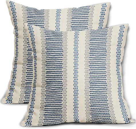 Amazon.com: Aytipun Blue Yellow Pillow Covers 16x16 Set of 2 Gray Grey Dot Print Striped Decorative Throw Pillows Outdoor Boho Rustic Pillowcase Farmhouse Linen Cushion Case Decor for Home Sofa Couch Bed : Home & Kitchen Pillows For Living Room, Pillow Covers 16x16, Yellow Pillow Covers, Bohemian Throw Pillows, Grey Pillow Covers, Lake Cabin, Blue Pillow Covers, Boho Throw Pillows, Grey Throw Pillows