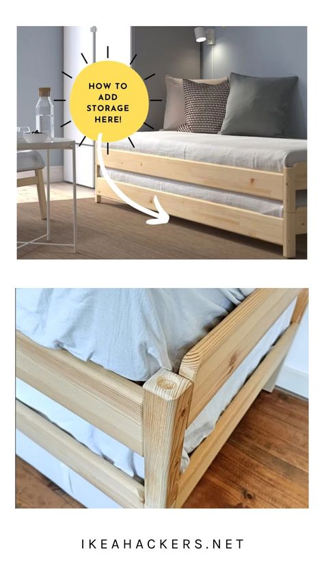 Utaker Hack, Ikea Stackable Bed Ideas, Ikea Stacked Bed, Ikea Stackable Twin, Expandable Beds, Utaker Ikea Hack, Ikea Stacking Bed, Ikea Utaker Bed Sofa Hack, Ikea Utaker Bed Hack