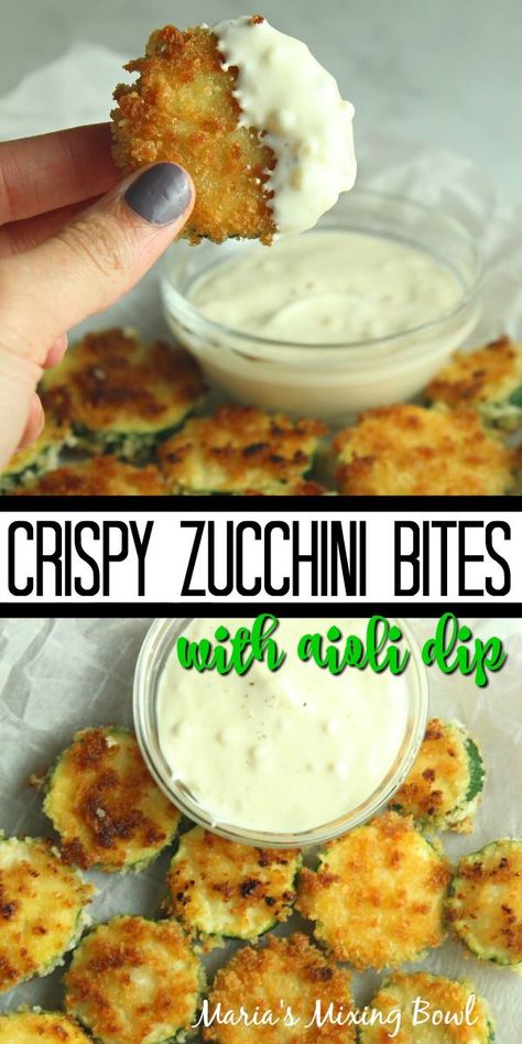 Crispy Zucchini Bites With Aioli Dip, Zucchini Dipping Sauce Recipe, Fast Zucchini Recipes, Zuchinis Recipe Fried, Parmesan Crusted Zucchini Bites, Finger Food Healthy, Zucchini Bites Recipes, Zucchini Dip Recipes, Panko Substitute