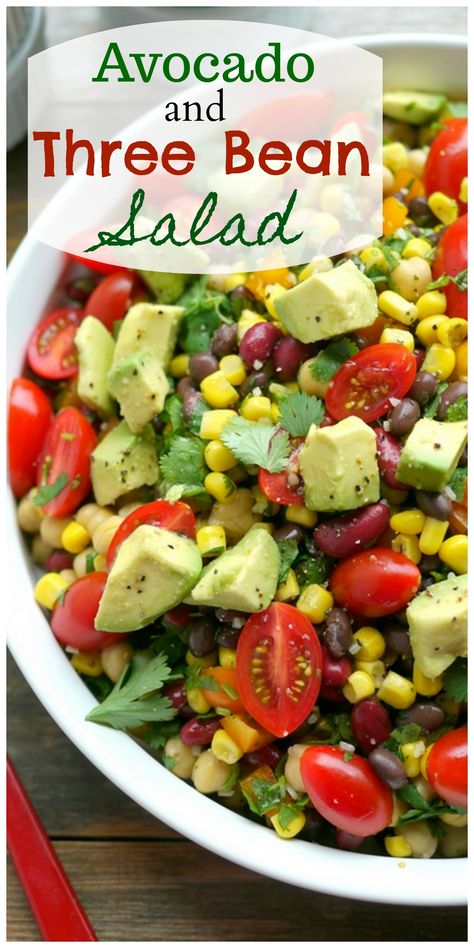 Bean Salad Recipes Healthy, Three Bean Salad, Avocado Salad Recipes, Bean Salad Recipes, 140 Pounds, Avocado Recipes, Mediterranean Diet Recipes, Bean Salad, Avocado Salad