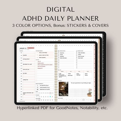 Neurodivergent Planner, Ipad Templates, Full Focus Planner, Daily Planner Goodnotes, Daily Planner Digital, Free Planner Templates, Digital Daily Planner, Undated Daily Planner, Mom Planner