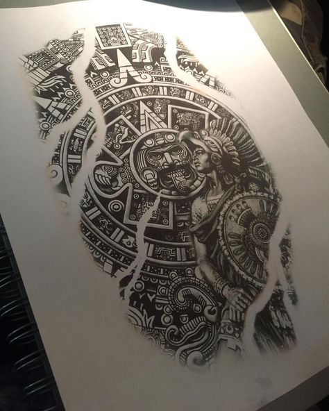 Mayan Sleeve Tattoo, Aztechi Tattoo, Aztec Culture Tattoo, Mexican Stomach Tattoo, Aztec Sleeve Tattoo Women, Aztec Leg Tattoo Men, Mayan God Tattoo, Aztec Tattoo Mexican Forearm, Mayan Tattoos Sleeve