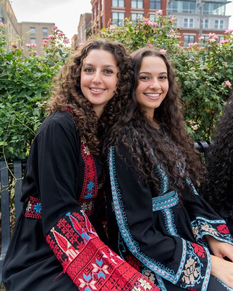 Two beautiful Palestinian girls in our Sinawy Thobes🇪🇬❤️🇵🇸 #thobe #abaya #sinai #textiles #embroidery #dress #sinai #egyptian #cultural #openabaya #modesty #palestine #freepalestine Travel To Egypt, Textiles Embroidery, Egyptian Decor, Egyptian Architecture, Egypt Aesthetic, Egyptian Fashion, Egyptian Women, Girls Night In, Open Abaya