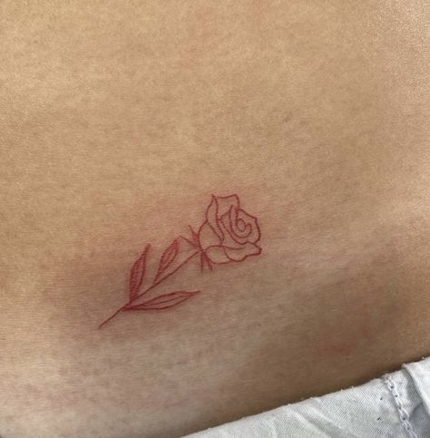 Rose Tattoo Red Ink, Rose Silhouette Tattoo, Rose Tattoo Red, Rose Tattoo On Ankle, Tattoo Red, Red Rose Tattoo, Silhouette Tattoos, Red Tattoos, Piercing Ideas