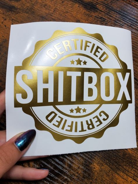 Funny Truck Decals Guys, Shitbox Car Sticker, Certified Shitbox Car Decal, Truck Sticker Ideas, Truck Decal Ideas, Car Stickers For Women, Funny Truck Decals, Truck Stickers For Women, Truck Stickers For Guys