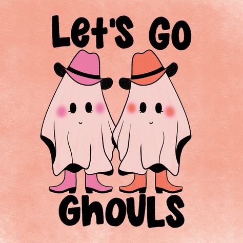 Let’s Go Ghouls Wallpaper, Ghost With Cowboy Boots, Cowboy Ghost Wallpaper, Spooky Widgets, Ghost With Cowboy Hat, Ghost Music, Ghouls Ghost, Wallpapers Halloween, Preppy Halloween