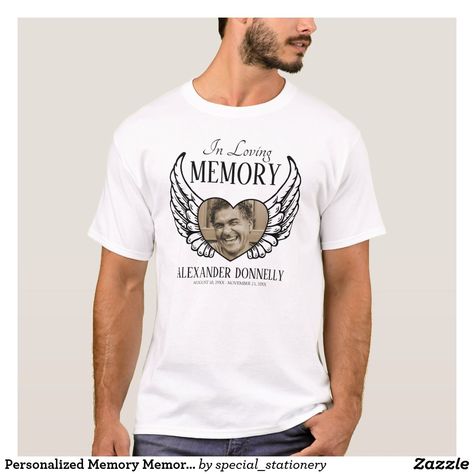 Personalized Memory Memorial Photo T-Shirt Memory Tshirt, Ripped Shirts, Memory Shirts, Stationery Collection, Photo Heart, In Loving Memory, Womens Casual Outfits, Personalized T Shirts, Celebration Of Life