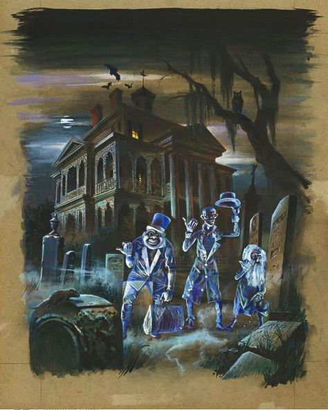 R.P. SWIRL on Instagram: “(Disneyland, 1974) An original painting by artist Dan Martinez” Disney Haunted Mansion Art, Haunted Mansion Hitchhiking Ghosts, Disney World Facts, Spooky Disney, Mansion Art, Cover Comic, Haunted Mansion Disneyland, Hitchhiking Ghosts, Disney Haunted Mansion