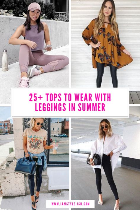 Leather Leggings Summer, Dressy Leggings Outfit, Black Leggings Outfit Summer, What To Wear With Leggings, Stylish Leggings Outfit, Leggins Outfit, Leggings Outfit Spring, Tops To Wear With Leggings, Easy Summer Style