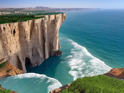 Discover Azerbaijan's Natural Beauty: Caspian Sea Cliffs Inheritance Cycle, Inspiring Landscapes, Sea Cliff, Caspian Sea, Azerbaijan, Awe Inspiring, Natural Beauty, Collage, Pins