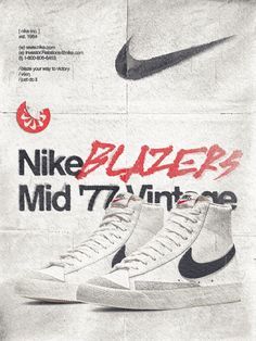 Nike Blazer Poster, Nike Graphic Design Poster, Nike Posters, Nike Poster, Shoe Poster, Blazer Mid 77 Vintage, Nike Art, Sneaker Posters, Nike Blazers