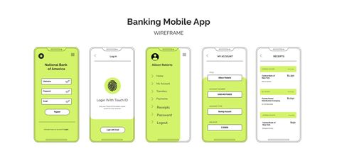 Banking Mobile App Wireframe Template Visme Mobile App Wireframe, App Advertisement, App Wireframe, Wireframe Template, Online Bank Account, Mobile App Templates, Banking App, App Template, Mobile Banking