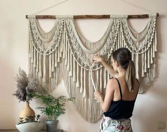 Bed Tapestry, Decor Over Bed, Macrame Wedding Arch, Extra Large Macrame Wall Hanging, Tapestry Modern, Boho Headboard, Tapestry Macrame, Tassel Wall Hang, Macrame Wedding Backdrop