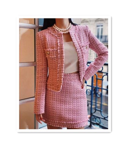 Women's Luxury Bespoke Hand Made Custom Made Tweed Blazer - Etsy UK Graduation Suit, Tweed Jacket And Skirt, Giacca In Tweed, Homecoming Suits, Custom Made Suits, Tweed Suit, Womens Suits, Pink Tweed, Stylish Skirts