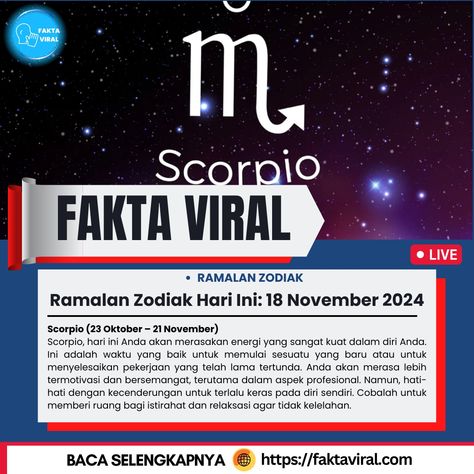 baca selengkapnya di : https://faktaviral.com

#faktaviral #viralindonesia #faktaindonesia #viral #indonesia #faktahiburan #ramalanzodiak #zodiak #zodiac #scorpio #zodiakscorpio #ramalanzodiak #sign #bintang #horoskop #astrologi Zodiac Scorpio, Indonesia