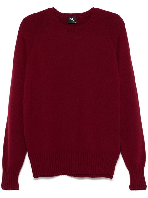 bordeaux red wool-cashmere blend knitted construction ribbed trim crew neck long sleeves straight hem Deep Red Clothes, Pretty Halloween Costumes, Pretty Halloween, Boo Basket, Red Knit Sweater, Maroon Sweater, Fall Clothes, Red Sweater, Burgundy Sweater