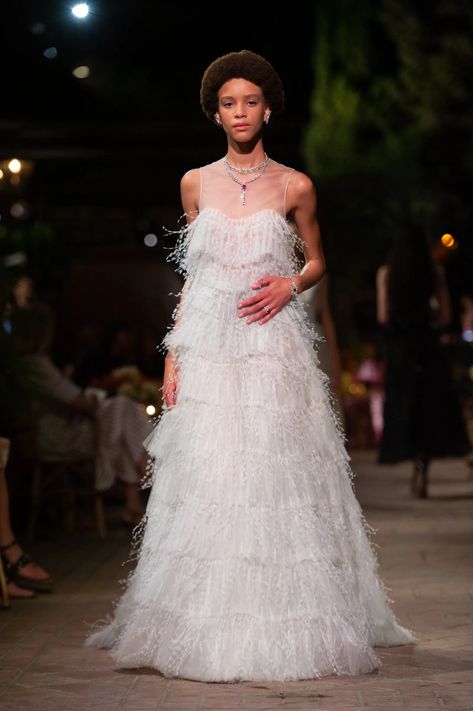 At Dior’s High Jewelry Show in Taormina, Carats Meet Couture | Vogue Dior High Jewelry, Dior Print, Peplum Gown, Dior Jewelry, Dior Haute Couture, Christian Dior Couture, Runway Dresses, Dior Couture, White Gowns