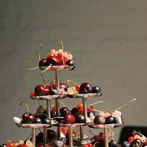 Gohar World on Instagram: "Our Single Dessert Trays, multiplied. Standing tall today with a berry tower 🍒" Cherry Aesthetics, Culinary Design, Greek Party, Dinner Party Themes, Cherry Desserts, Dessert Tray, Nye Party, Future Wedding Plans, Joseph Joseph