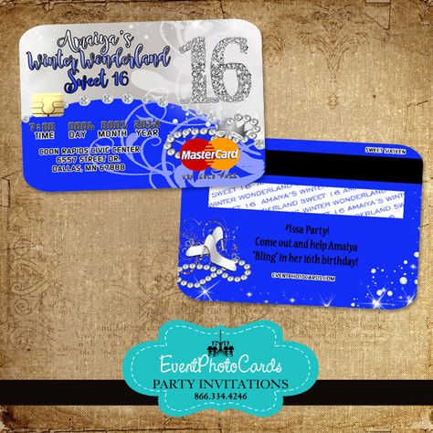 Credit Card Invitation Birthday, Credit Card Invitation, Happy 18th Birthday Son, Card Wedding Invitation, Card Invitation, Pink Party, Birthday Diy, Card Wedding, Pink Parties