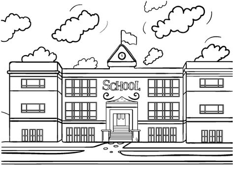 school coloring pages for kids House Colouring Pages, Kid Coloring Page, School Coloring Pages, School Pictures, Coloring Pages To Print, Free Printable Coloring, Free Printable Coloring Pages, Coloring Book Pages, Coloring Pictures