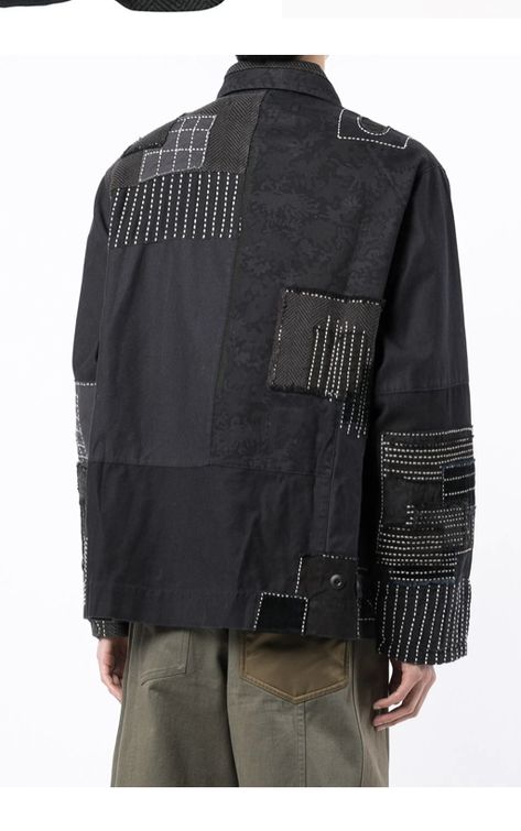 Sashiko Jacket, Sweatshirt Street Style, Senior Fashion, Jacket Art, Upcycle Clothing, Designer Jackets For Men, Patchwork Clothes, Upcycle Clothes Diy, Upcycle Shirt