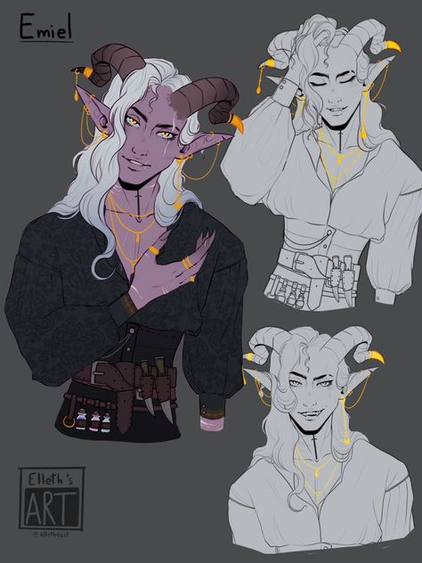 Teifling Half Elf, Half Tiefling Half Human, Tiefling Horns Styles, Tiefling Oc, Tiefling Art, Dnd Tiefling, Character Collection, Dungeons And Dragons Characters, Dnd Art