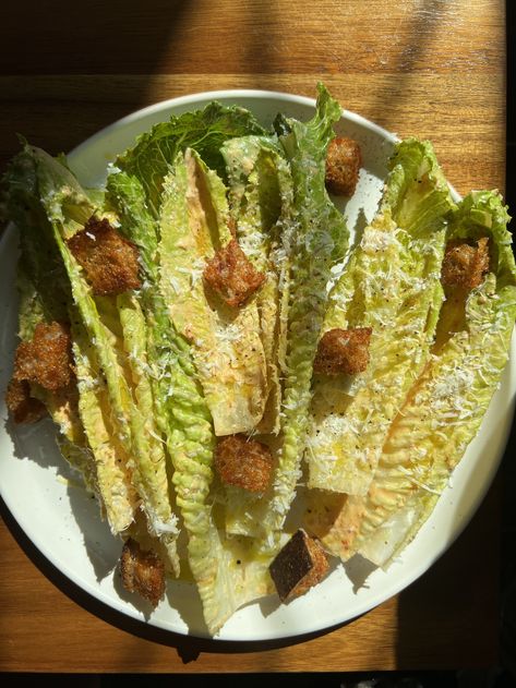 Spicy Caesar Salad — Cafe Hailee Hailee Catalano, Caesar Salad Pizza, Sourdough Croutons, Romaine Hearts, Spam Fried Rice, Bowl Recipes Easy, Hawaiian Macaroni Salad, Classic Caesar Salad, Ham Salad