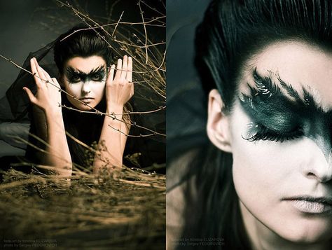 Raven Costume, Bird Makeup, Competition Makeup, Crow Costume, Halloween Raven, Couture Makeup, Bird Costume, Dramatic Makeup, Face Painting Halloween