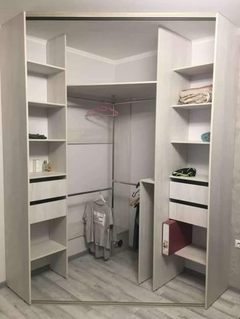 Corner Wardrobe Closet, Corner Closet, Desain Pantry, Bedroom Cupboards, Closet Design Layout, Wardrobe Interior Design, Bedroom Cupboard Designs, Closet Layout, Open Closet