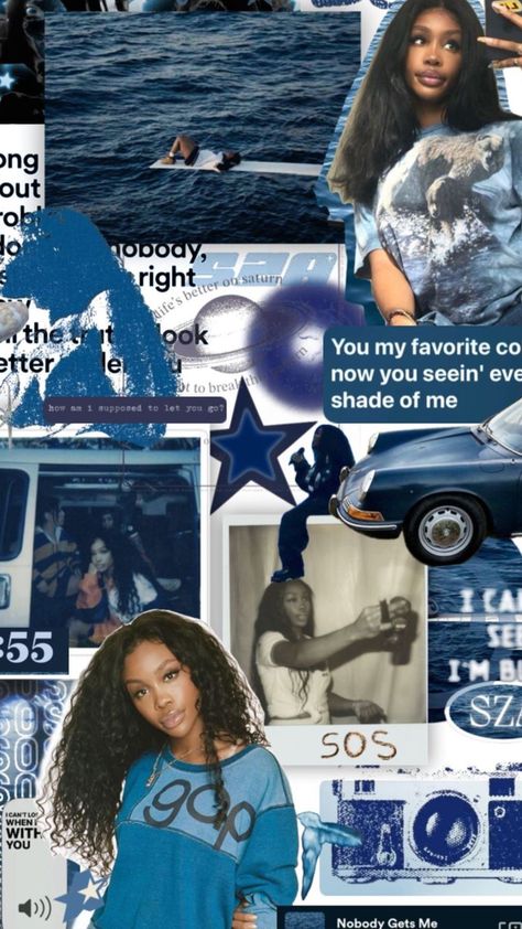 #sza #szaaestethic #foryou #blue Sza Collage, Rod Wave Collage, Sza Collage Wallpaper, Songs Spotify, Sza Sos, Sza Singer, Prettiest Celebrities, Cute Summer Wallpapers, Music Collage