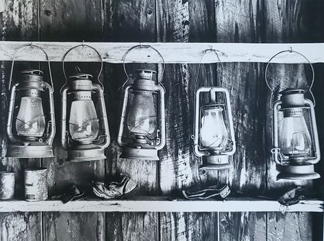 This photo of miner's lanterns was taken in the old gold mining ghost town of Bodie, California in the late 80s which were hanging outside near a miner's shaft. As I've mentioned before, a good photo will have at least three, but not more than five elements in the subject. Anything more than that people tend to draw away from. It's also good if the photo can light the viewer's imagination in telling a story. Coal Miner Aesthetic, Old Mining Town, Miner Aesthetic, Mining Lantern, Mining Aesthetic, Kitchen Frames, Bodie California, Western House, Color Out Of Space