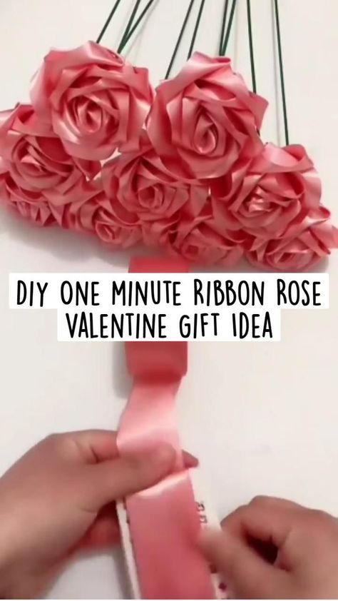 Diy One minute Ribbon Rose Valentine Gift Idea in 2022 | Ribbon crafts diy, Handmade flowers fabric, Fabric flowers diy Diy Ribbon Crafts, Valentine Gift Idea, Rose Valentine, Ribbon Flowers Diy, Ribbon Crafts Diy, Ribbon Rose, Handmade Flowers Fabric, Paper Craft Diy Projects, Paper Flowers Craft