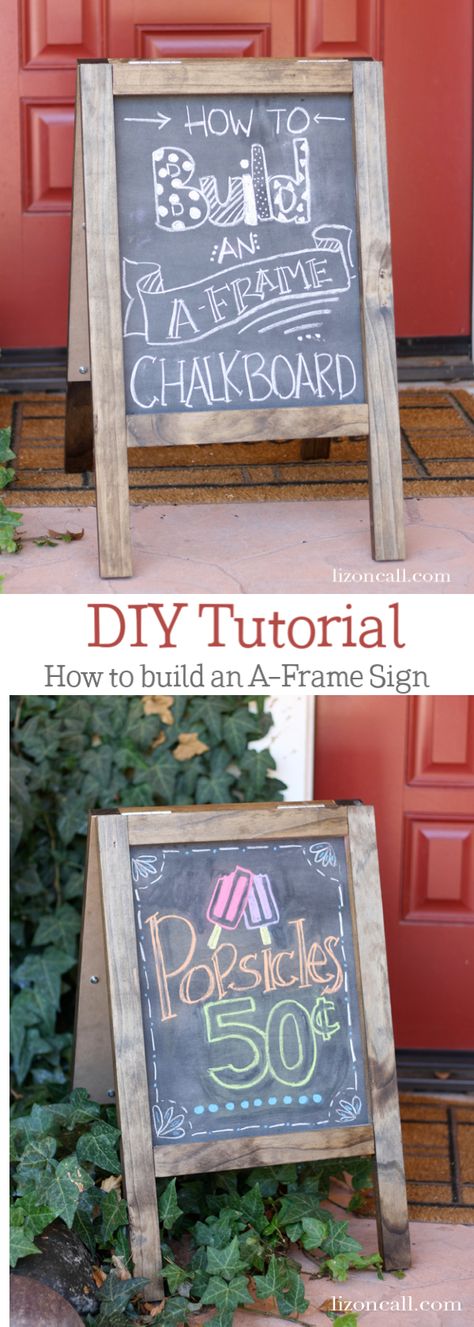 Make A Chalkboard Sign, Diy Easel Sign, A Frame Chalkboard Sign, How To Make A Chalkboard Diy, How To Make A Chalkboard Sign, Sandwich Board Signs Diy, Diy Sandwich Board Sign, A Frame Sign Diy, Diy Standing Sign