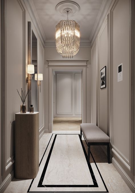 Neoclassical Interior Design, Corridor Design, Santa Isabel, Neoclassical Interior, Classic House Exterior, Hallway Designs, Foyer Design, Home Entrance Decor, French Interior