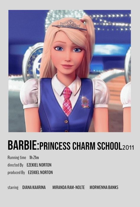 Barbie Princess Charm School Movie Poster, Barbie Princess Charm School Poster, Princess Charm School Poster, Barbie Old Movies, Barbie Charm School, Barbie Movies Aesthetic, Barbie Movies List, Barbie Films, Barbie Princess Charm School