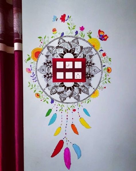 Mandala Switch Board Art, Simple Mandala Art Wall Painting, Switch Board Painting Design, Switch Board Art Ideas Room Decor, Switchboard Art Design, Switch Board Painting Wall Art, Creative Switch Board Art, Switch Board Art Ideas, Switchboard Painting