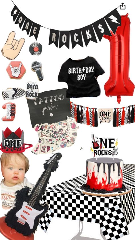 First World Tour Birthday, Rock And Roll Birthday Party, Rock And Roll Birthday, Rock Star Birthday, Boys First Birthday Party Ideas, Boys 1st Birthday Party Ideas, 1st Birthday Party Themes, Hunter S, First Birthday Themes