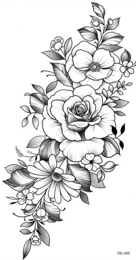 Black And Grey Floral Tattoo Forearm, Rose Vine Drawing, Ankle Tattoo Ideas, Flower Tattoo Stencils, Men's Tattoos, Unique Half Sleeve Tattoos, Violet Tattoo, Masculine Tattoos, Rose Drawing Tattoo