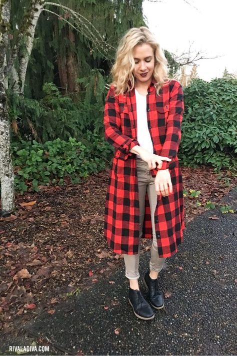 Easy Flannel Shirt Dress Tutorial | Riva la Diva | Bloglovin’ Shirt Dress Tutorials, Flannel Shirt Dress, Duster Dress, Dress Tutorial, Flannel Dress, Dress Tutorials, Couple Shirts, Long Shirt, Handmade Clothes