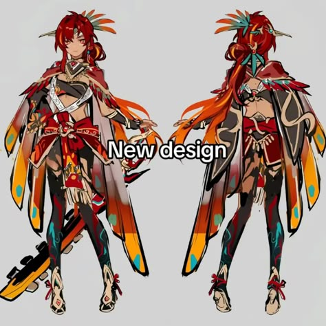 Childe Genshin Redesign, Natlan Oc Outfit, Genshin Impact Ocs Ideas, Genshin Natlan Oc, Genshin Impact Concept Art, Natlan Oc, Genshin Concept Art, Hsr Oc, Honkai Oc