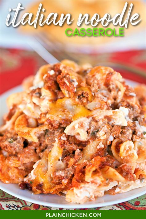 Casserole Hamburger, Chicken Italian, Easy Baked Spaghetti, Italian Casserole, Dinner Rotation, Cheese Lasagna, Nice Recipes, Plain Chicken, Noodle Casserole