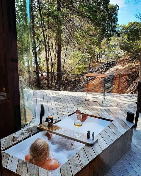 Freycinet lodge on Instagram: “Time to relax in the wild. #coastalpavilion 📷 @andrewdoran5” Tank Pool, Outdoor Tub, Jacuzzi Tub, Outdoor Bath, Home Spa, Relax Time, Hot Tub, Outdoor Space, Yard