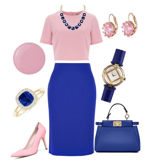 "Work Outfit 17 - Allesa" by office-girl ❤ liked on Polyvore Royal Blue Outfits, Office Girl, Colour Combinations Fashion, Color Combos Outfit, Color Blocking Outfits, Color Combinations For Clothes, Classy Work Outfits, Deborah Lippmann, Pink Skirt