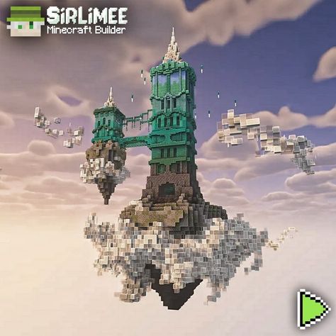 Minecraft Spiral Tower, Minecraft Ocean Castle, Cobblemon Builds, Sky House Minecraft, Magic Tower Minecraft, Minecraft Magic Tower, Minecraft Sky Island, Minecraft Sky Base, Minecraft Clock Tower