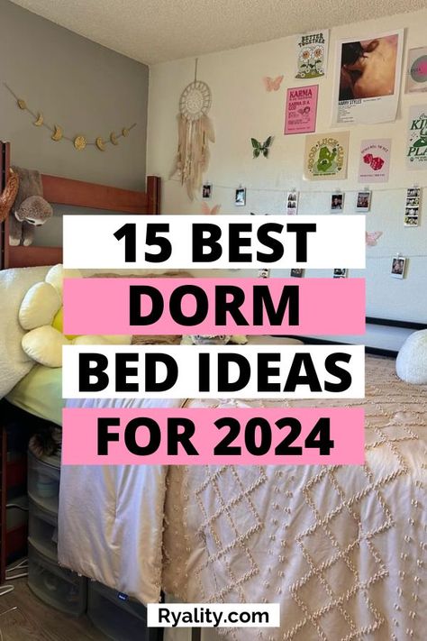 This is my favorite list of dorm bedding ideas I've seen for this year! Dorm Room Bedding Ideas, Room Bedding Ideas, Dorm Bedding Ideas, Dorm Room Bed, Trendy Dorm Room, Minimalist Dorm, Dorm Room Bedding, Girl Dorms, Cool Dorm Rooms