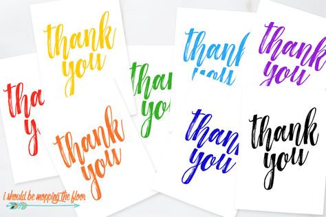 Free Printable Thank You Cards in Eight Color Options Printable Unicorn Birthday Invitations, Printable Thank You Notes, Free Baby Shower Invitations, Bridal Shower Invitations Diy, Monogram Printable, Thank You Template, Writing Thank You Cards, Free Printable Cards, Free Thank You Cards